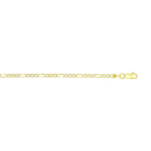 14K Gold or Rhodium Plated Silver Figaro Diamond Cut Pave Chain For Men | 1mm-13mm Thick | Solid 925 Figaro Italian Necklaces For Men - style: 2.60MM- Yellow & White