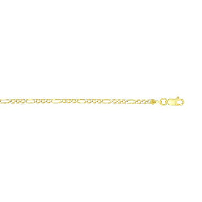 14K Gold or Rhodium Plated Silver Figaro Diamond Cut Pave Chain For Men | 1mm-13mm Thick | Solid 925 Figaro Italian Necklaces For Men - style: 2.60MM- Yellow & White
