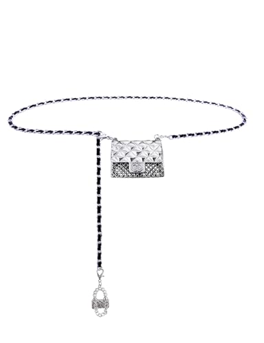 BEMYLV Mini Chain Belt Purse Silver Waist Bag for Women Fashion Fanny Pack | Trendy Detachable Waist Purse Cute Bag for Dresses Jeans - color: Pale Silver