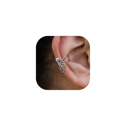 ChicSilver 925 Sterling Silver Ear Cuffs Non-Piercing Cartilage Earrings: Various Styles, Conch Cuffs (with Gift Box) - style: D: Octopus Cuff