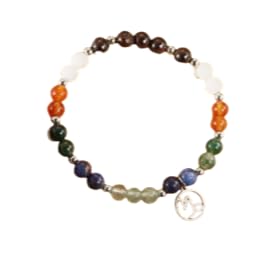 XAM 12 Zodiac Stone Beaded Bracelet - Natural Gemstone & Stainless Steel Charm Constellation Jewelry - color: D