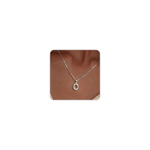 Initial Necklace for Women, 14K Gold Silver Plated Box Chain Letter Pendant, Trendy Name Necklace, Dainty Personalized Charm Jewelry Gift for Her - color: Silver, style: O