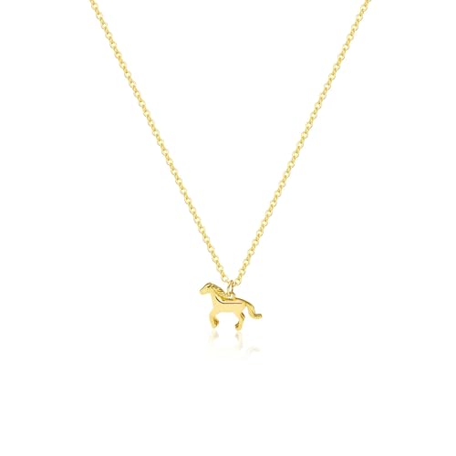 HANLI 14K Gold Plated Necklaces for Women - Dainty Butterfly, Star of David, Moon and Star, Sun, Lotus, Infinity, Hummingbird, Bee,Boots,Chill,Sunflower Pendant Designs - Elegant Jewelry for Women - color: Horse-necklace