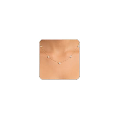 Dainty Silver Gold Necklaces for Women Cute Station Choker Simulated Diamond Necklace Simple Layering CZ Necklace Trendy Jewelry Gifts - color: Gold, style: Heart
