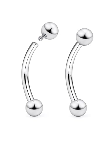 16g/18g/20g Titanium Internally Threaded Eyebrow Piercing Jewelry Vertical Labret Lip Jewelry Curved Barbell Tiny Eyebrow Ring Rook Earring Small Belly Button Ring for Women Men - color: ball,20g,bar:8mm