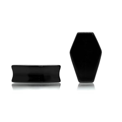 Forbidden Body Jewelry Natural Obsidian Black Stone Coffin Shaped Double Flare Plugs, Gauges, Tunnels - style: 1" (25mm)