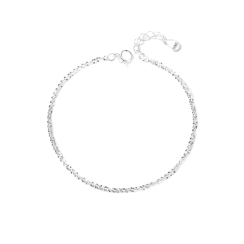 925 Sterling Silver Dainty Bracelets for Women Adjustable Chain Link Chain Jewelry Bracelet for Women Men - color: White
