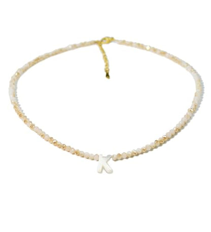 Tanyoyo Initial Necklaces for Women - Trendy Beaded Choker Necklace for Women, Handmade Letter Choker Necklace Jewelry for Women - style: K