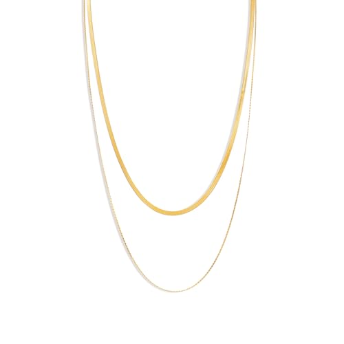 CONRAN KREMIX Waterproof Gold Necklace Layered Necklaces for Women Non Tarnish,14k Gold Plated Stainless Steel Dainty Stack Thin Chain Necklace Set for Women Gifts Jewelry - color: Gold-09