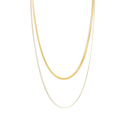 CONRAN KREMIX Waterproof Gold Necklace Layered Necklaces for Women Non Tarnish,14k Gold Plated Stainless Steel Dainty Stack Thin Chain Necklace Set for Women Gifts Jewelry - color: Gold-09