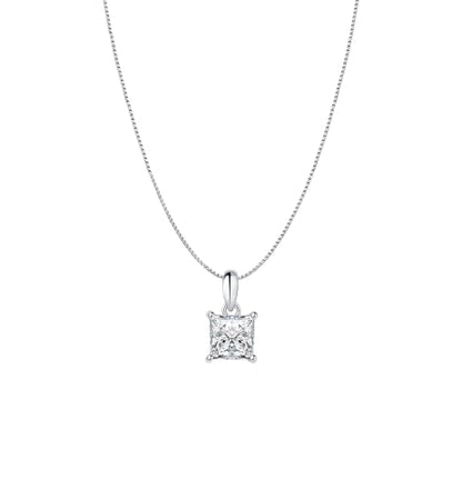 Savlano 925 Sterling Silver Moissanite Pendant Necklace, 6MM,8MM Round, Princess & Heart Cut 0.8–2CT D Color, with 18" Box Chain for Women – Comes with A GRA Certificate – Made in Italy - style: 1.2ct 6mm Princess Cut