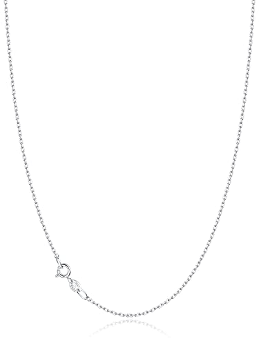 Jewlpire 18k Gold Plated 925 Sterling Silver Chain Necklace for Women, 1mm Cable Chain Necklace Sturdy & Shiny Women's Chain Necklaces 14 16 17 18 20 22 24 Inch - color: 925 Sterling Silver, size: 16 Inch