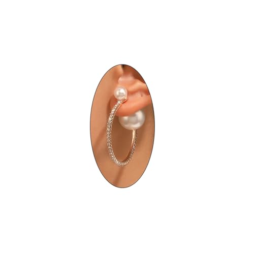 Large Pearl Rhinestone Crystal Hoop Earrings for Women,Gold Silver Cubic Zirconia Statement Hoop Earrings Party Holiday Jewelry Gifts