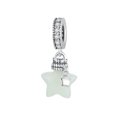 BISAER 925 Sterling Silver Charms for Bracelets Cat Dog Sloth Animal Beads Butterfly Fairy Heart Dangle Pendant Charms - color: Green