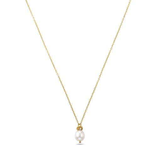 Freshwater Pearl Necklace for Women - 18K Gold Plated Dainty Pearl Pendant Choker, Hypoallergenic Non Tarnish Stainless Steel Chain, Gold Pearl Necklaces Gift for Her - color: Style 2