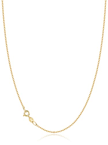 Jewlpire 18k Gold Plated 925 Sterling Silver Chain Necklace for Women, 1mm Cable Chain Necklace Sturdy & Shiny Women's Chain Necklaces 14 16 17 18 20 22 24 Inch - color: 18K Gold Plated, size: 20 Inch