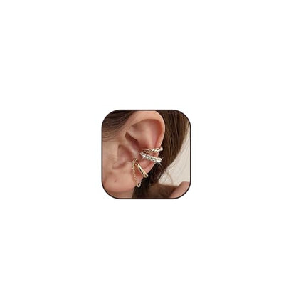 Ear Cuff Earrings for Women Chunky Ear Cuffs Non Piercing | Clip on cartilage earrings helix fake earrings jewelry trendy stuff christmas gift stocking stuffers - color: Z1