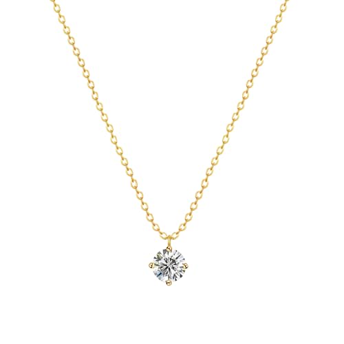 Zeffy Diamond Necklaces for Women, Dainty Gold Necklace 18k Gold Plated Layered Necklaces Simple Gold CZ Diamond Pendant Necklaces for Women Trendy Jewelry Gifts for Girls - color: Diamond Gold Necklace