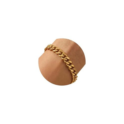18K Gold Plated Pearl Beaded Cross Bracelets for Women Adjustable Stainless Steel Dainty Thin Gold Box Cuban Twisted Link Chain Bracelet Bridesmaid Jewelry Gifts - color: 5MM Cuban-Gold