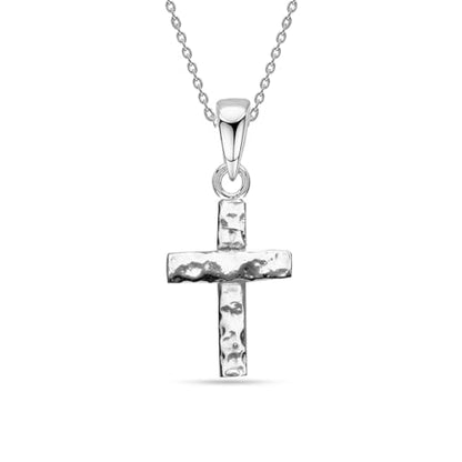 LeCalla 925 Sterling Silver Hammered Necklace for Women | Italian Handmade Hammered Texture Pendant Necklaces | Women's Adjustable Chain Necklace Pendant Jewelry Gift for Her - color: Hammered Cross-18 Inches
