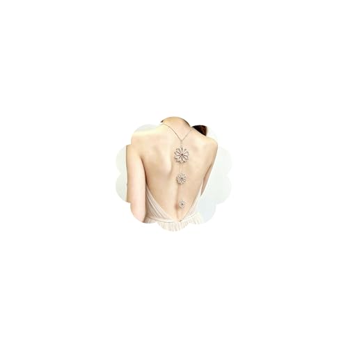 Back Body Chain for Women Boho Pearl Cross Flower Back Drop Necklace Adjustable Y-Shaped Lariat Back Jewelry - color: Silver