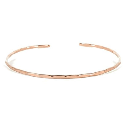 Thin Hammered Cuff, in Solid Sterling Silver, 14K Gold Fill, and Rose Gold Fill; Delicate Handmade Stacking Bracelet for Women by Lotus Stone Design - color: Rose Gold, size: Small