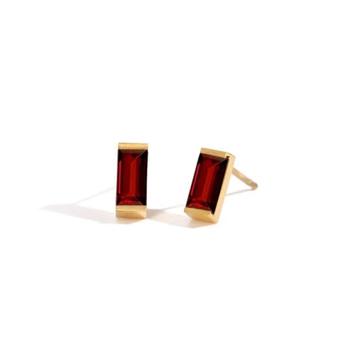 Birthstone Stud Earrings for Women 18K Gold Plated Stainless Steel Crystal Earrings Birthday Gift - color: 01 January