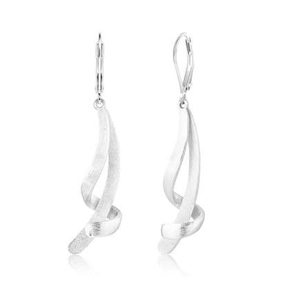 ALEXCRAFT 14K Gold/Silver Twisted Brushed Tassel Dangle Earrings for Women | Hypoallergenic Elegant Lightweight Long Twisted Tassel Dangling Drop Leverback Earrings for Women Trendy Jewelry Gifts in Box - color: Brushed_Silver