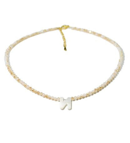 Tanyoyo Initial Necklaces for Women - Trendy Beaded Choker Necklace for Women, Handmade Letter Choker Necklace Jewelry for Women - style: N