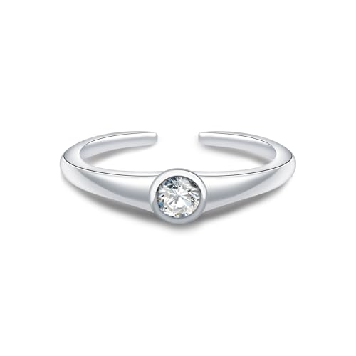 0.1CT Moissanite Toe Ring for Women - 925 Sterling Silver Moissanit Jewelry | Adjustable Bezel Set Solitaire Toe Ring D Color VVS1 Summer Beach Open Toe Rings Foot Jewelry
