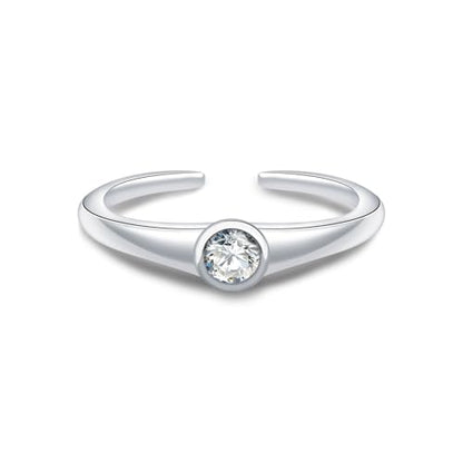 0.1CT Moissanite Toe Ring for Women - 925 Sterling Silver Moissanit Jewelry | Adjustable Bezel Set Solitaire Toe Ring D Color VVS1 Summer Beach Open Toe Rings Foot Jewelry