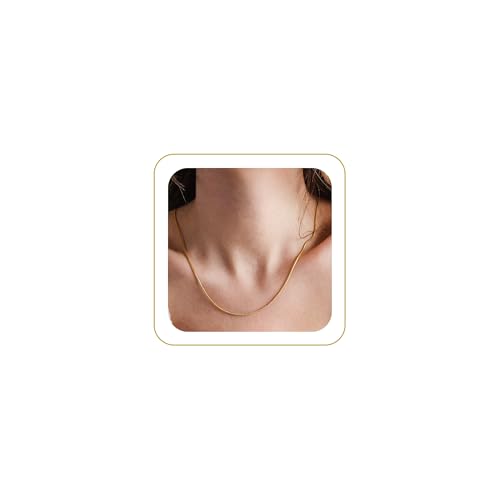 CHESKY Gold Necklace for Women 14K Plated/S925 sterling silver Snake Chain | Dainty Gold Necklace,Thin Chunky Chain,Simple Choker Necklaces for Women,Non tarnish Trendy Jewelry, Gifts for Women - color: gold, style: 1.5mm 16.5 inch snake