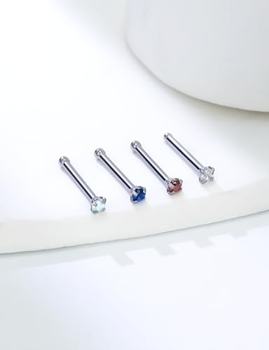 18G 20G 22G Round Cubic Zirconia Nose Rings Studs for Women Men 316L Stainless Surgical Steel Nose Ring Stud Piercing Jewelry Silver Clear CZ 1.5mm 2mm 3mm - style: 18G Straight Silver CZ 1.5mm