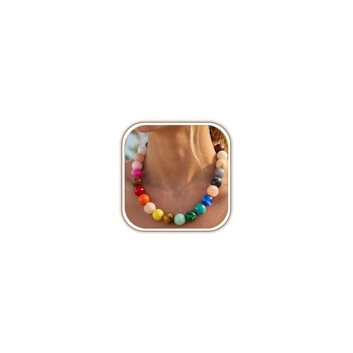 Chunky Beaded Necklace for Women, Colorful Trendy Statement Summer Jewelry Gift - color: necklace-4