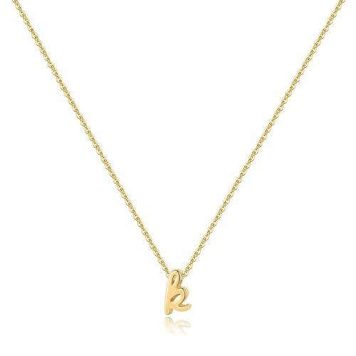 Memorjew 925 Sterling Silver Cursive Initial Necklace, Letter A-Z Necklace | 925 Sterling Silver Necklace, Dainty Letter Cursive Initial Necklaces for Women Trendy Jewelry, Birthday Gifts for Women Her - style: K-Gold