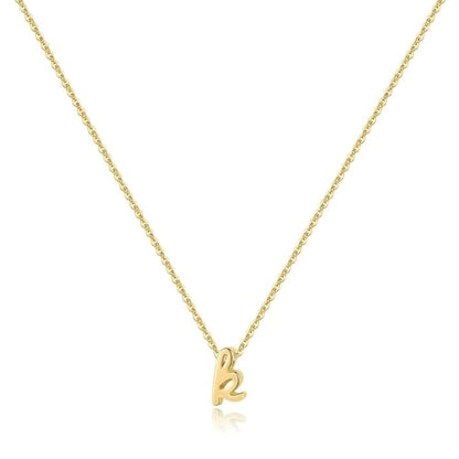 Memorjew 925 Sterling Silver Cursive Initial Necklace, Letter A-Z Necklace | 925 Sterling Silver Necklace, Dainty Letter Cursive Initial Necklaces for Women Trendy Jewelry, Birthday Gifts for Women Her - style: K-Gold