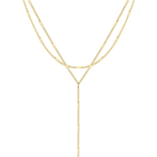 Coshilta Lariat Gold Necklace for Women, Dainty Long Necklace Gold Plated Y-Shaped Pendant Necklace Minimalist Drop Layered Necklaces Gold Plated Jewelry For Women Gift - color: Gold-N0437