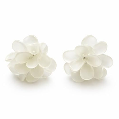 Flower Clip On Earrings For Women, Fashion Acrylic Floral Earrings No piercing Earrings Summer Earrings Jewelry Gift - color: White
