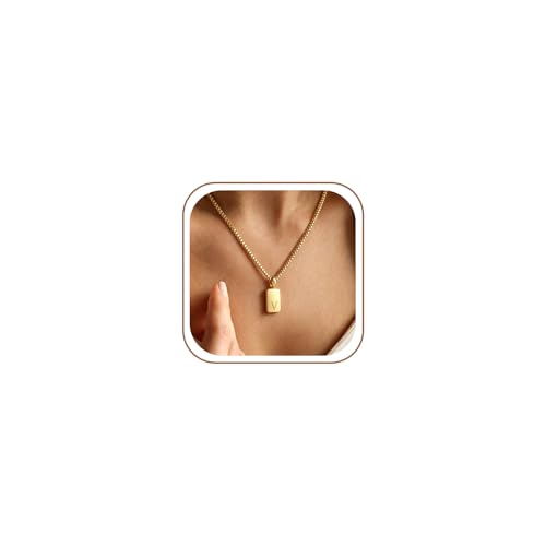 Initial Necklaces 18K Gold Plated,Gold Necklace for Women | Waterproof and Sweat-Resistant / Reinforced Box Chain,Long-Lasting Color Retention - color: V