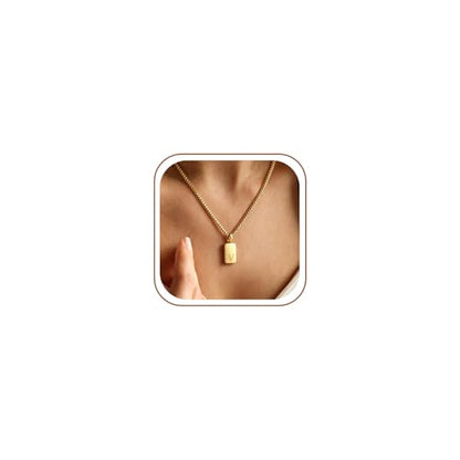 Initial Necklaces 18K Gold Plated,Gold Necklace for Women | Waterproof and Sweat-Resistant / Reinforced Box Chain,Long-Lasting Color Retention - color: V