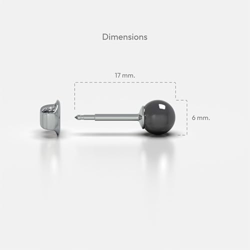 316L Surgical Stainless Steel 6mm Ball Stud Earrings for Women & Men – Hypoallergenic Nickel Free Earrings for Sensitive Ears, 1 Pair - color: Black Pearl