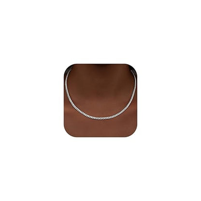 WomenGifts Cuban Link Chain Necklace for Women, Waterproof 14k Gold Silver Plated Chain Choker, Non Tarnish Stainless Steel Jewelry, 3.5/5/6/8/11mm,14/16/18 Inch Thin&Chunky&Thick - color: Silver, style: 3.5MM-16"