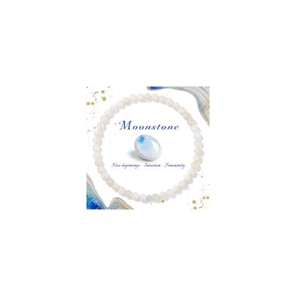 Raicegs 4 6 8MM Beaded Bracelets Healing Crystal Bracelet for Women Men Natural Stone Handmade Stretch Bracelet Reiki Spiritual Jewelry - color: Moonstone, size: 4mm
