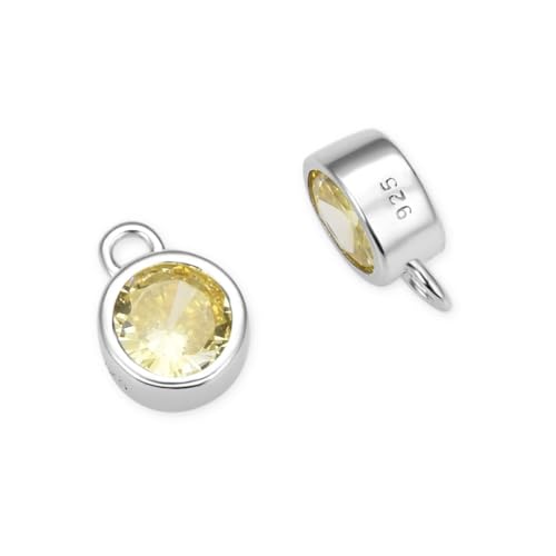 Adabele 2pcs Real 925 Sterling Silver CZ November Birthstone Charm Drop 4mm | Tiny Small, Tarnish Resistant 92.5 Silver Sparkle Yellow Topaz Cubic Zirconia Dangles Closed Loop Craft Jewelry Making - color: November, size: 4mm (0.16")/Tiny - 2pcs