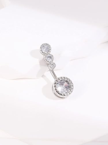 VCMART Belly Button Ring Short Bar Belly Ring Short Belly Button Rings Surgical Steel 6mm Belly Rings for Women Small Belly Button Piercing Navel Rings Piercing Jewelry - color: A4 -silver
