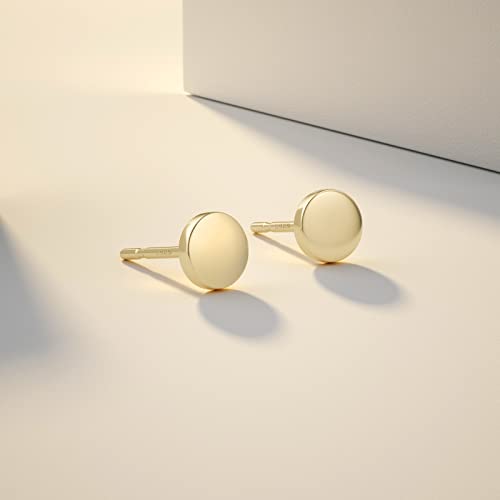 JIAYIQI Minimalist 925 Sterling Silver Stud Earrings Set, 14K Gold Plated Hypoallergenic Tiny Bar Dot Heart Star Studs for Women & Men - style: Gold-Dot-1 Pair