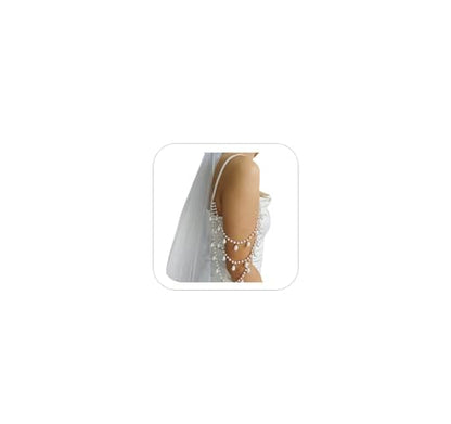 2 Pcs Pearl Shoulder Chain Detachable Bridal Arm Jewelry Layered Beaded Tassel Epaulettes for Wedding Prom Dress Sleeves Pearl Straps Accessory