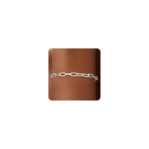 S925 Sterling Silver Paperclip Chain Bracelets for Women - 18K Gold Plated Sterling Silver Paperclip Chain Bracelet Handmade Jewelry Gold Bracelets for Women 6.5/7/7.5/8 Inch - color: Silver, size: 7”