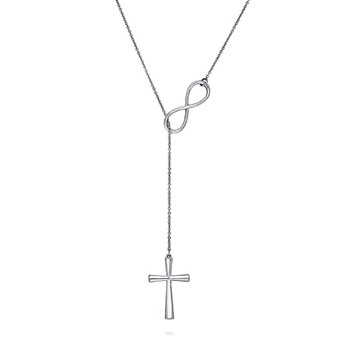 BERRICLE Sterling Silver Lariat Necklace for Women - Celestial Charm, Infinity Cross, Melody Note, Teardrop Styles - style: Infinity Cross