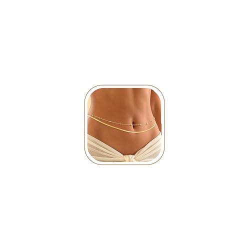 Longita Belly Chain Gold Silver Waist Chain for Women Waist Stomach Jewelry Women Belly Chains for Dress Rhinestone Sexy Body Chains Bikini Beach Vacation non Tarnish Waterproof Adjustable Plus Size - color: B1- basic beads- gold